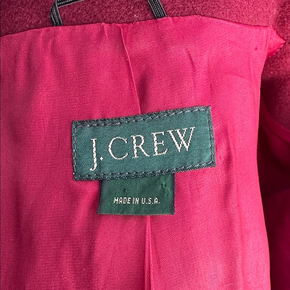 J. Crew Vintage Wool Cashmere Blend One Button Blazer Jacket in Deep Red Size 8
